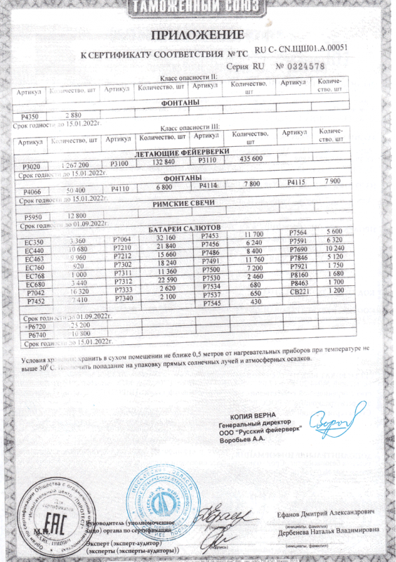 Сертификат соответствия № 0324578  - Октябрьское | oktyabrskoe.salutsklad.ru 